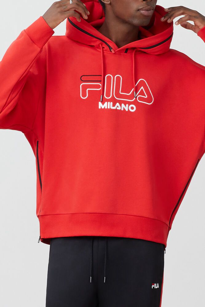 Fila Hoodie Panske Milano French Terry Červené - OZAYL3170